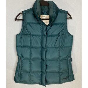 Eddie‎ Bauer Goose Down Puffer Vest Woman S Emerald Green Sleeveless Full Zip